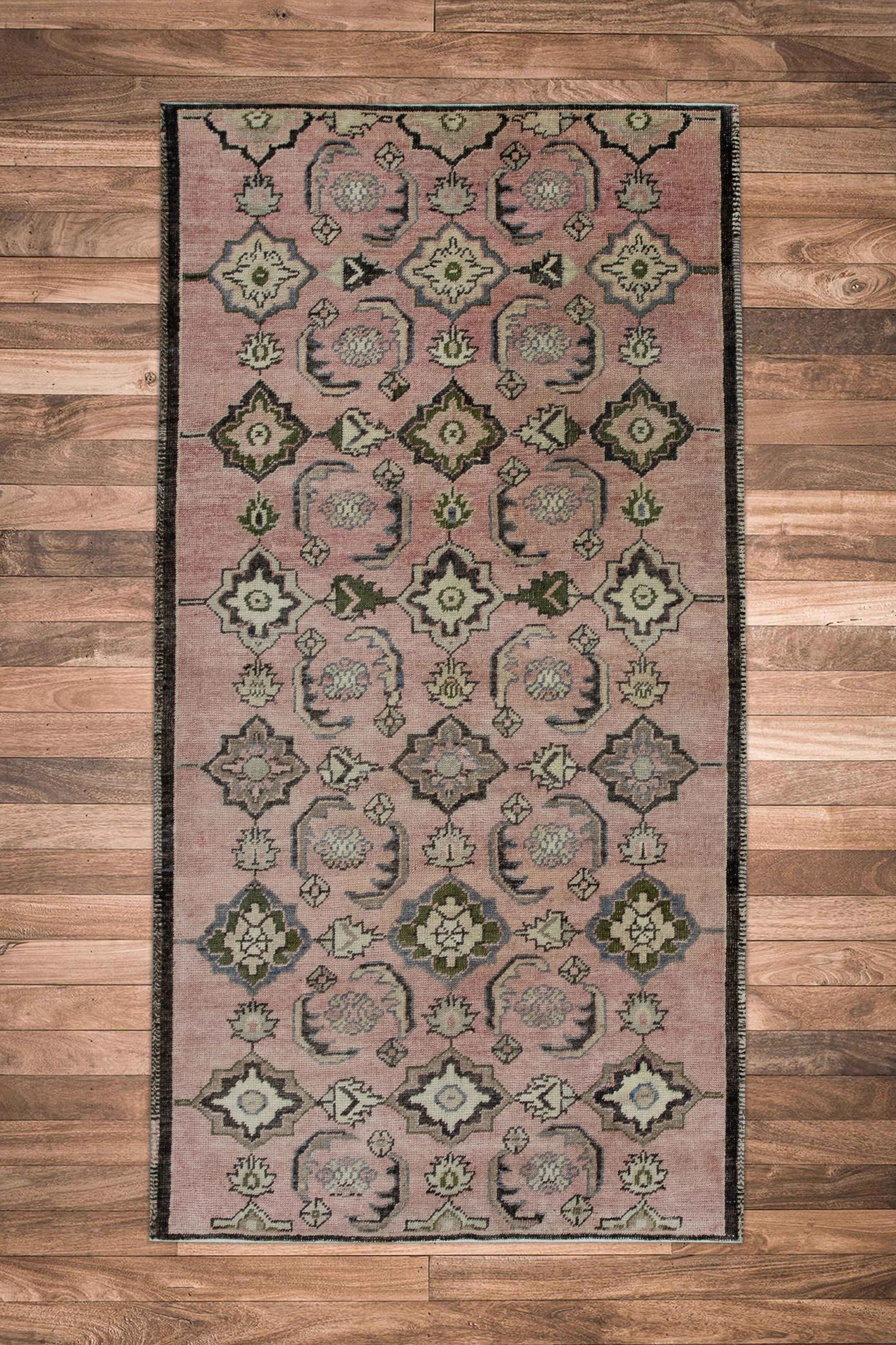 Alfombra turca vintage hecha a mano 3'3