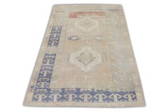 Alfombra turca vintage hecha a mano 3'8 "x 5'7
