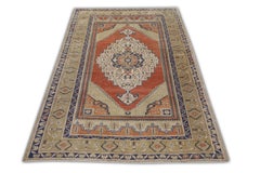 Alfombra turca vintage hecha a mano 4'2 "x 6'5