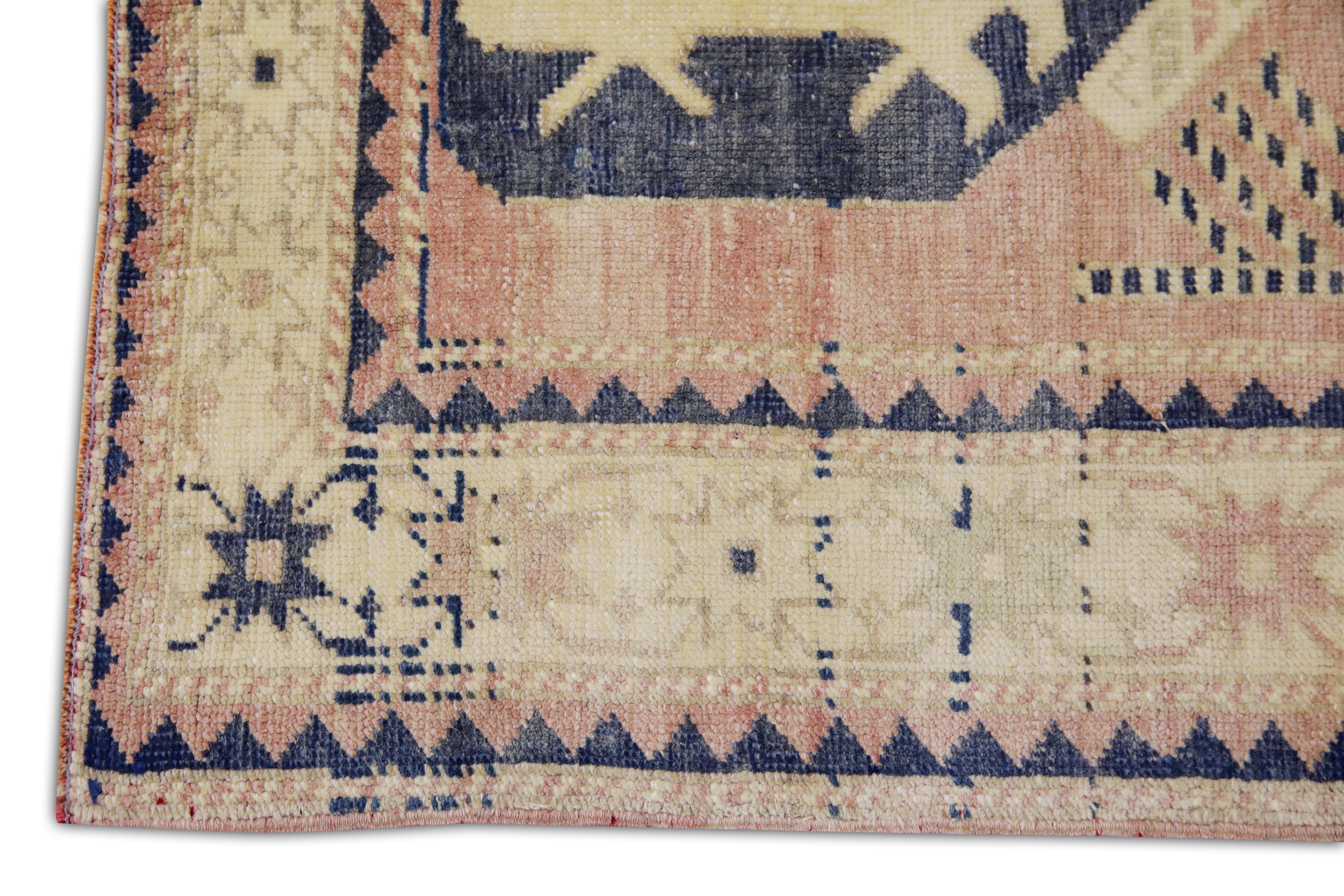 Vegetable Dyed Handmade Vintage Turkish Rug 4'6