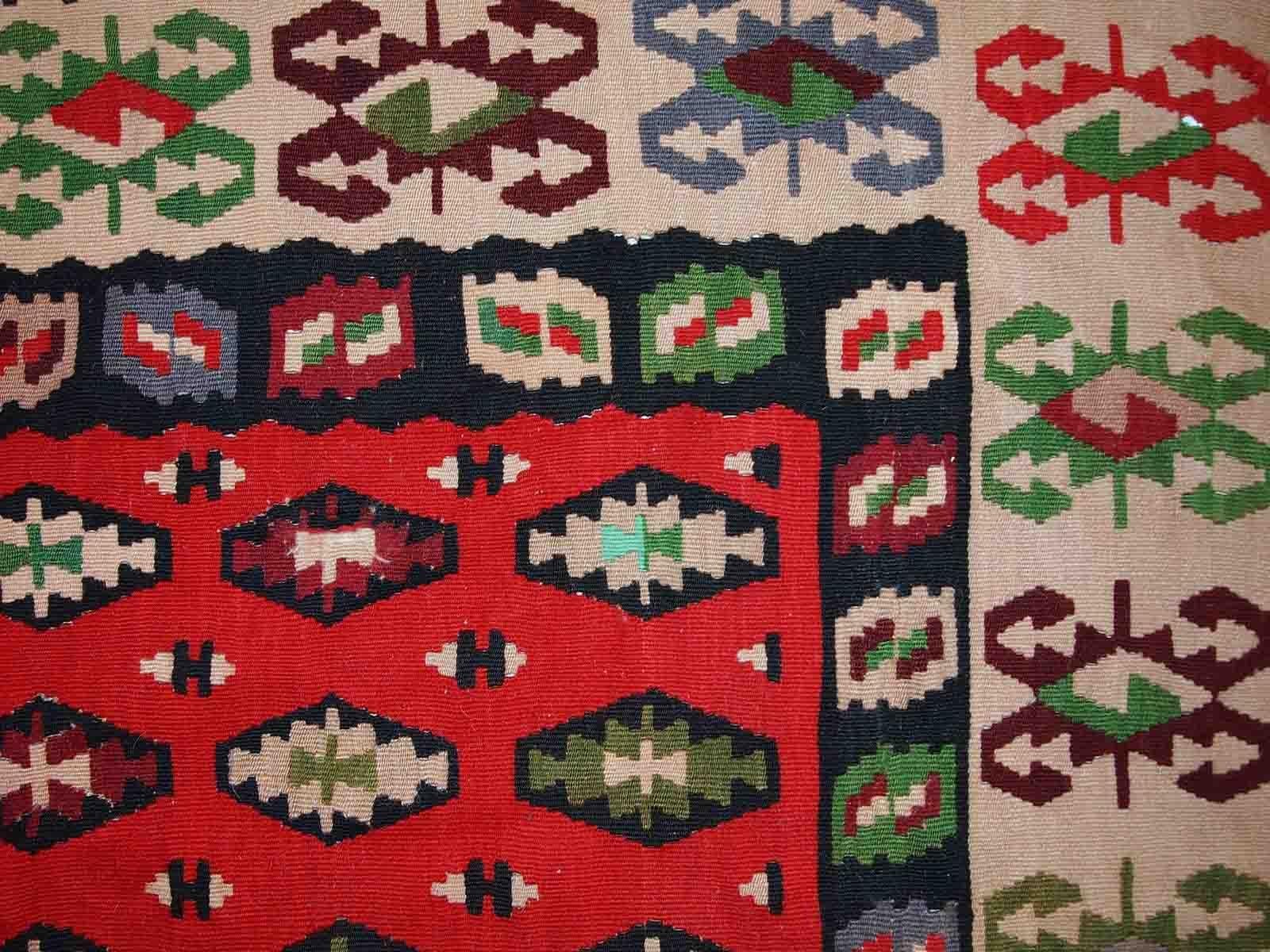 Sharkoy Kilim turco vintage hecho a mano, años 50, 1C778 Lana en venta