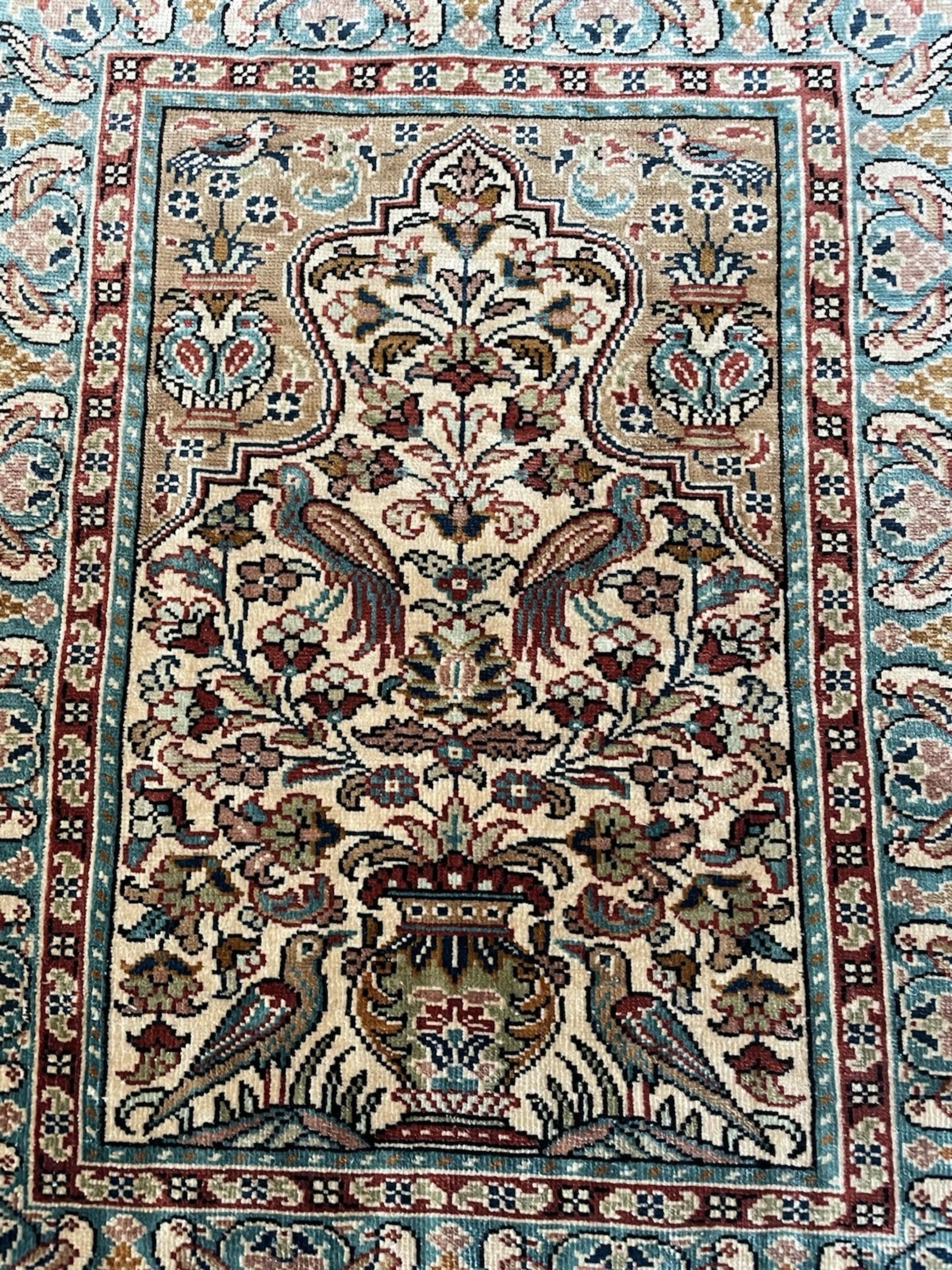 Handmade Vintage Turkish Silk Hereke Prayer Rug 1.2' x 1.6', 1980s - 1N102 For Sale 6