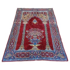 Handmade Vintage Turkish Sivas Prayer Rug 4.1' x 5.7', 1940s - 1L08