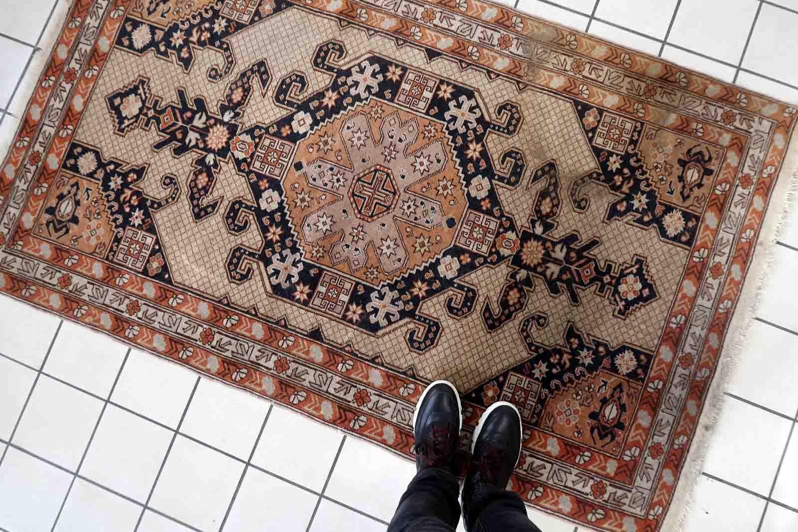 Noué à la main Tapis turc Sivas vintage fait à la main, années 1950, 1C1061 en vente