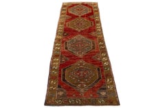 Handmade Vintage Turkish Wool Runner with Tribal Pattern