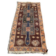 Tapis turc Yastik vintage fait à la main 1,5' x 3', années 1960 - 1S17