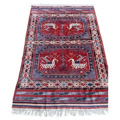 Tapis vintage turc Yuruk fait main 5.3' x 7.2' 1940s - 1N82