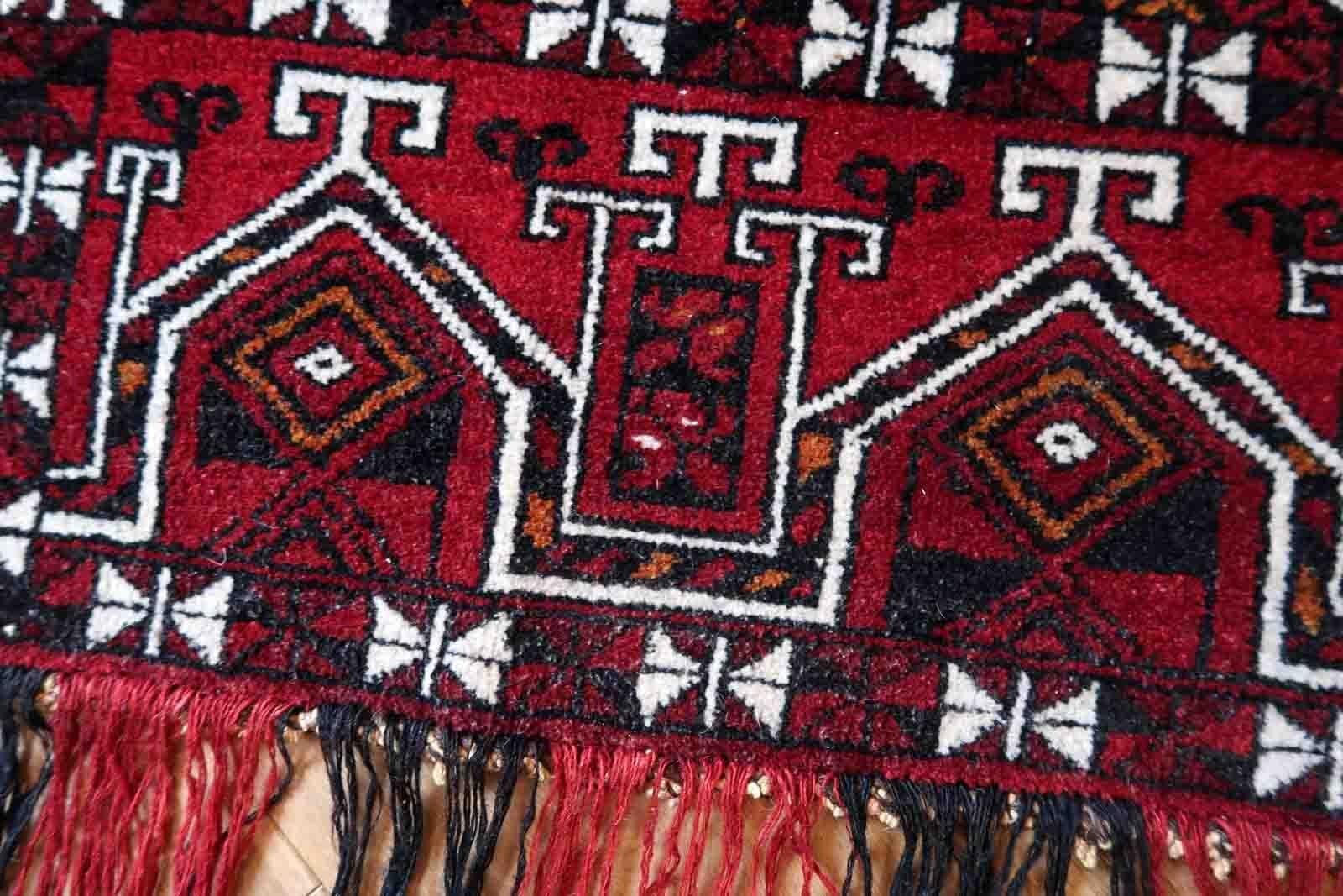 Handmade Vintage Turkmen Beshir Torba Rug, 1970s, 1C948 For Sale 4