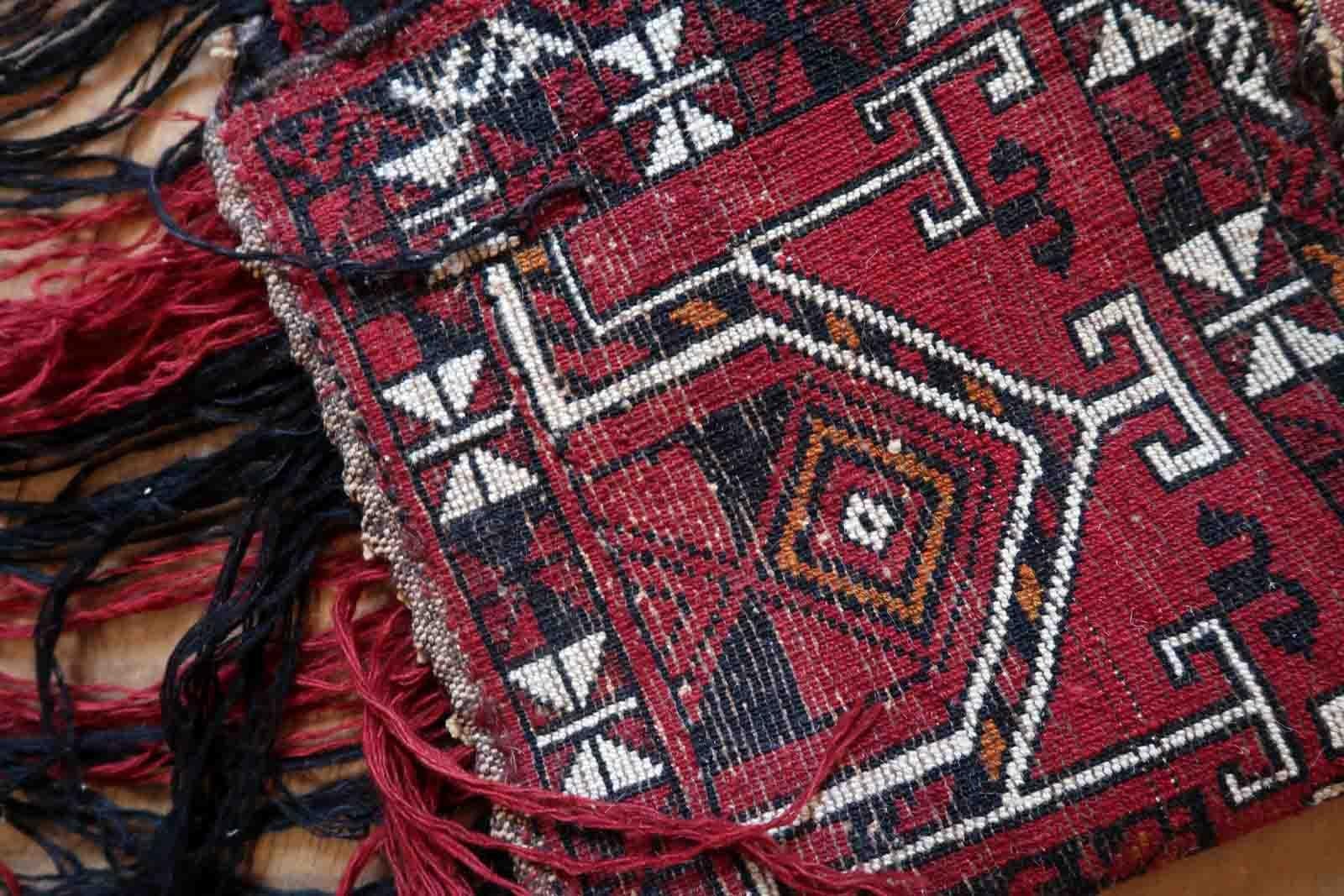 Handgefertigter turkmenischer Beshir-Torba-Teppich, 1970er Jahre, 1C948 im Zustand „Gut“ im Angebot in Bordeaux, FR