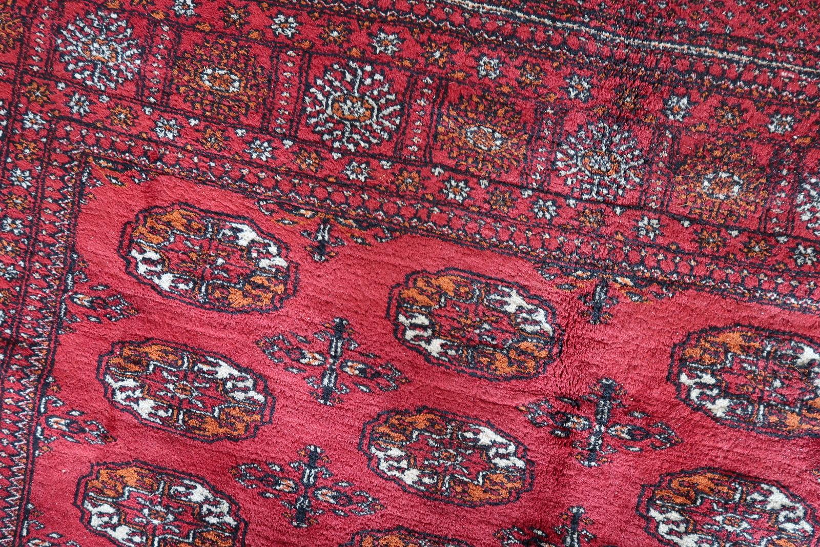 Hand-Knotted Handmade Vintage Turkmen Ersari Rug 4.2' x 6.4' 1960s - 1C1177 For Sale