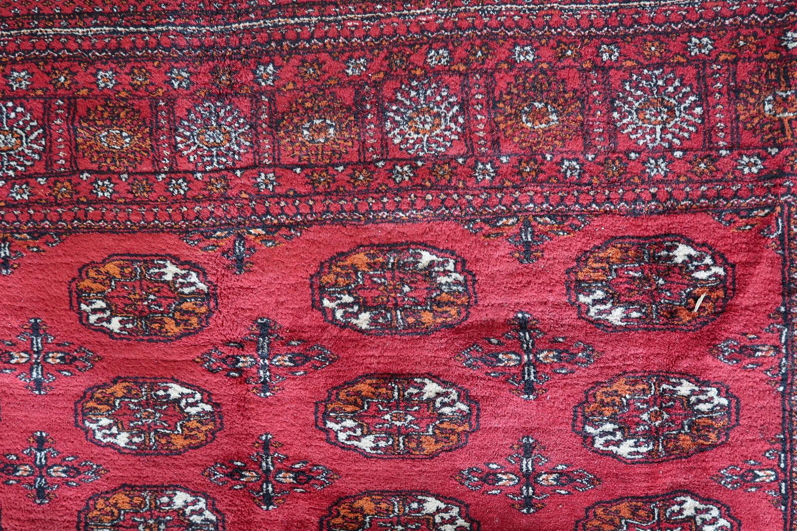 Handmade Vintage Turkmen Ersari Rug 4.2' x 6.4' 1960s - 1C1177 In Good Condition For Sale In Bordeaux, FR
