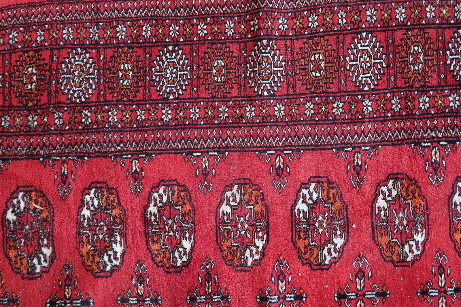 Wool Handmade Vintage Turkmen Ersari Rug 4.2' x 6.4' 1960s - 1C1177 For Sale