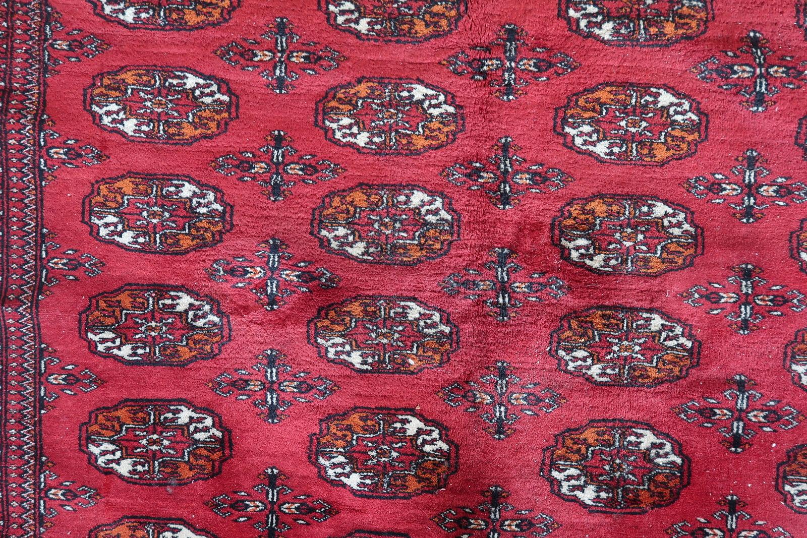 Handmade Vintage Turkmen Ersari Rug 4.2' x 6.4' 1960s - 1C1177 For Sale 2