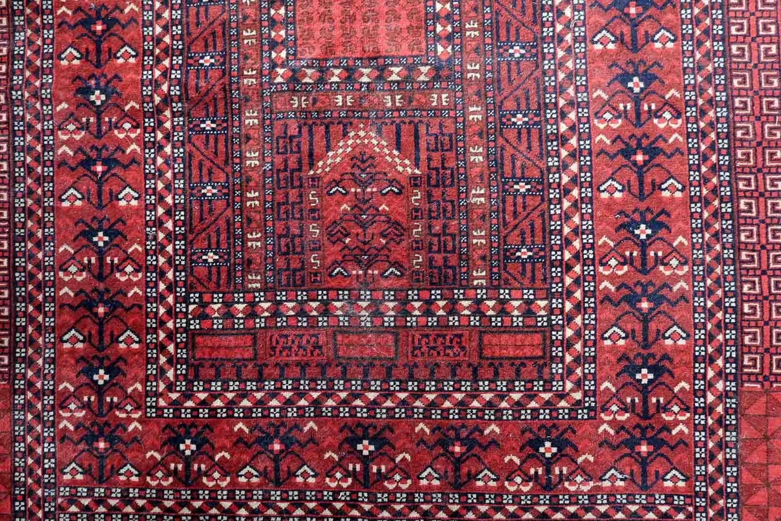 Alfombra Hachli turcomana vintage hecha a mano, años 60, 1C1055 en venta 4