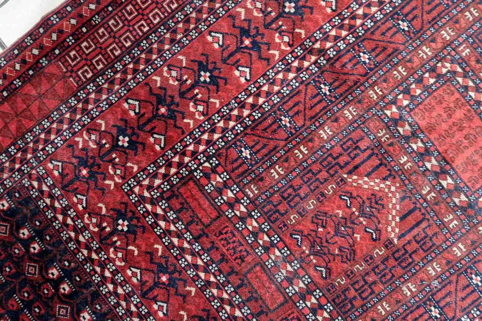 Alfombra Hachli turcomana vintage hecha a mano, años 60, 1C1055 en venta 5