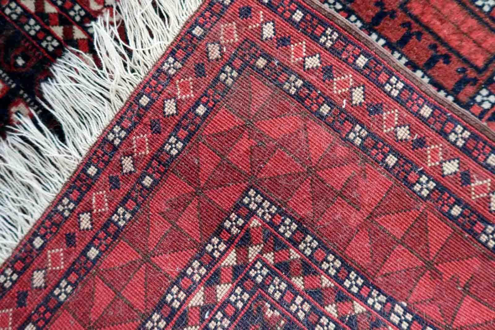 Alfombra Hachli turcomana vintage hecha a mano, años 60, 1C1055 Anudado a mano en venta