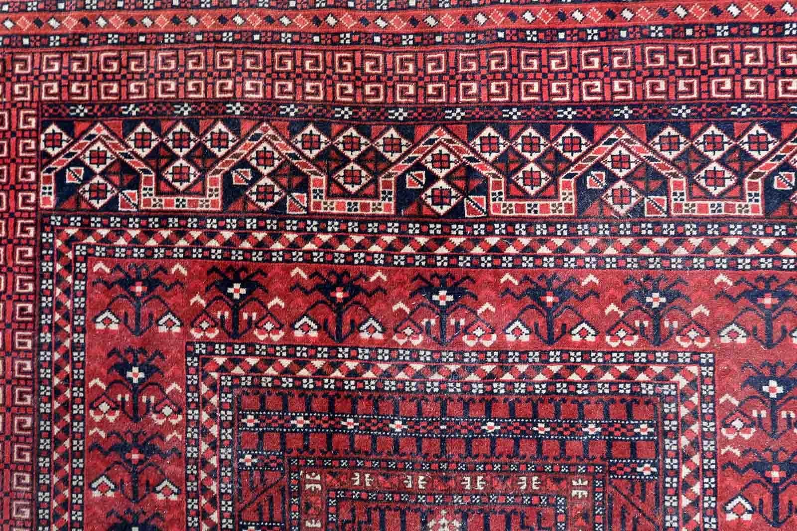 Alfombra Hachli turcomana vintage hecha a mano, años 60, 1C1055 Lana en venta