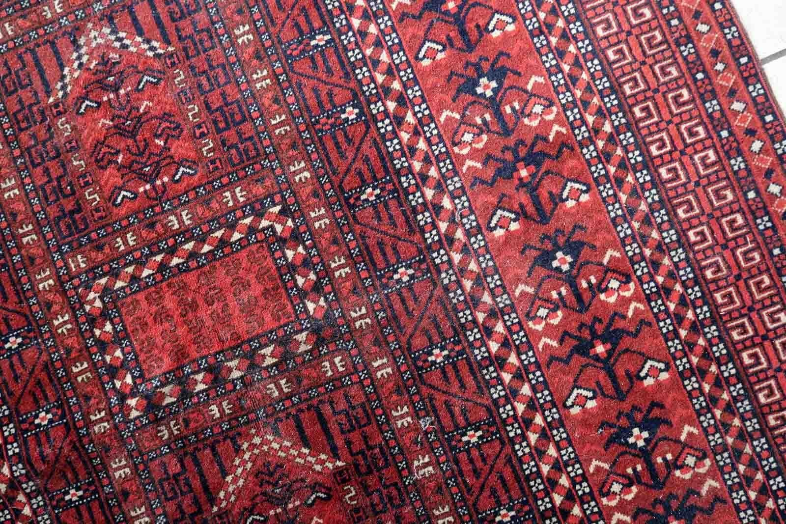 Alfombra Hachli turcomana vintage hecha a mano, años 60, 1C1055 en venta 3