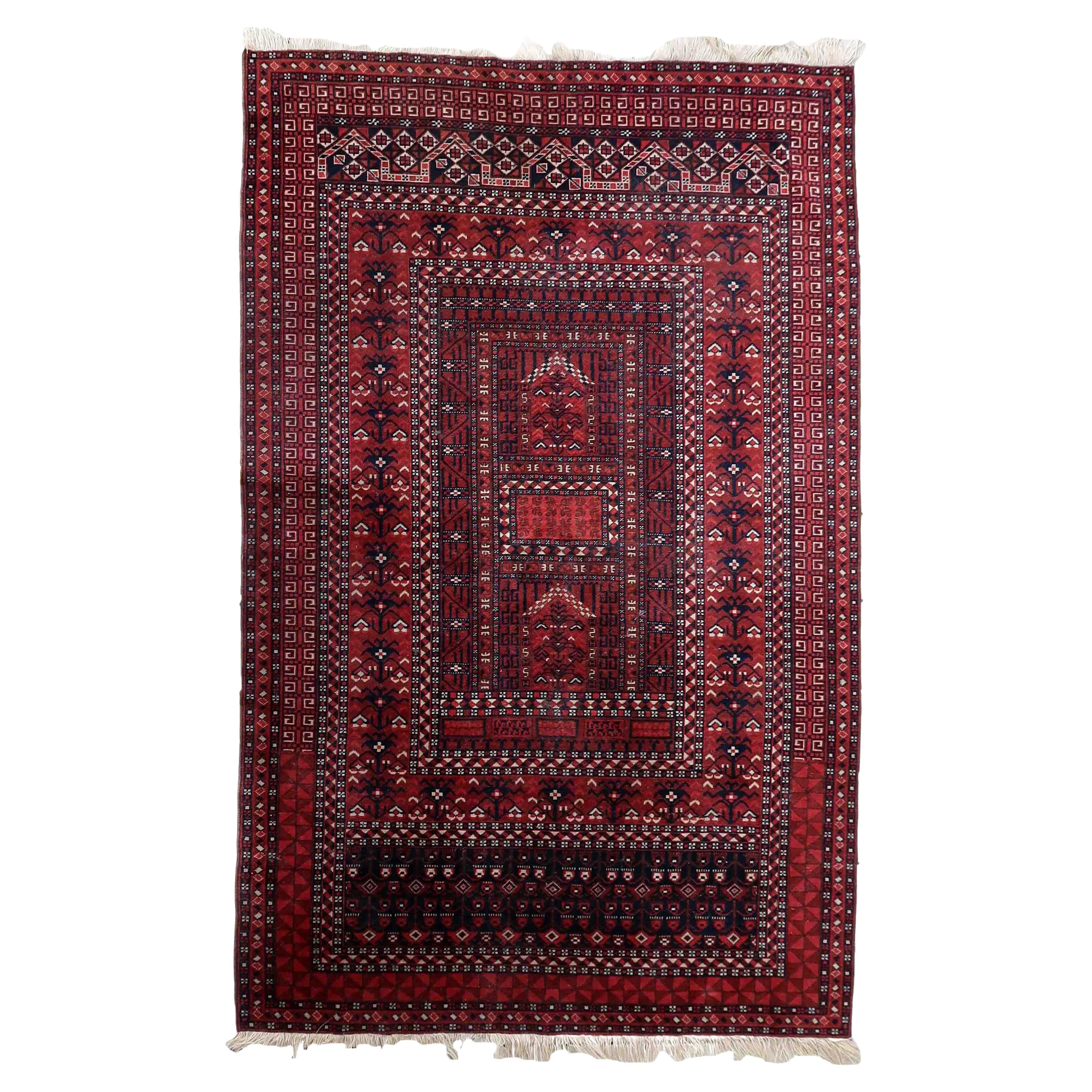 Handmade Vintage Turkmen Hachli Rug, 1960s, 1C1055