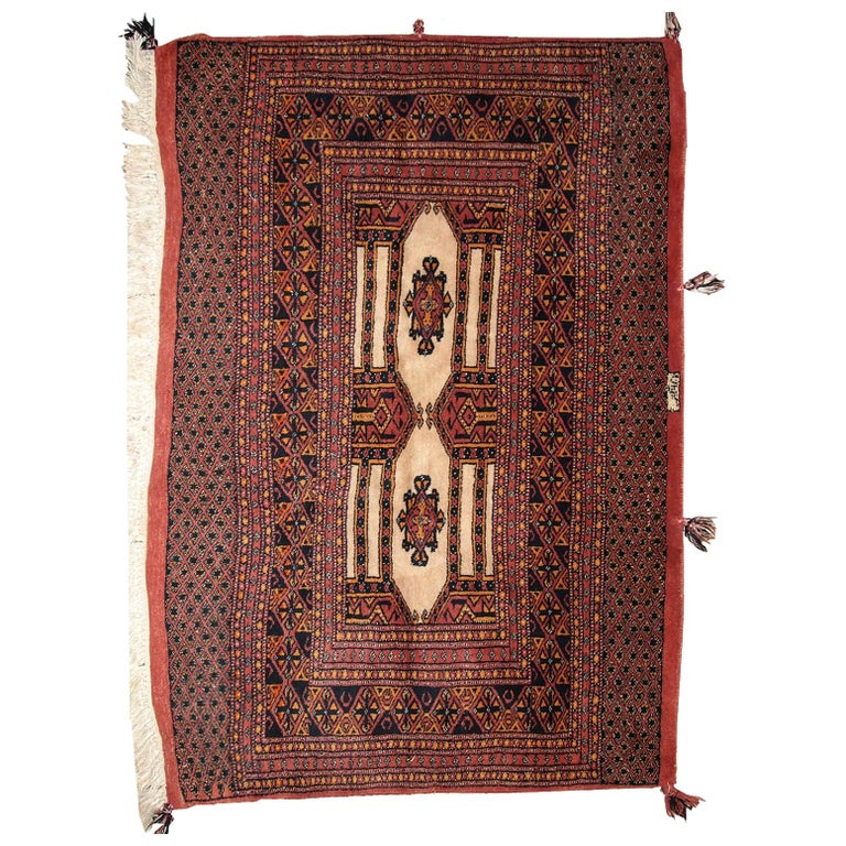 Handmade Vintage Turkmen Rug, 1950s, 1C232 For Sale