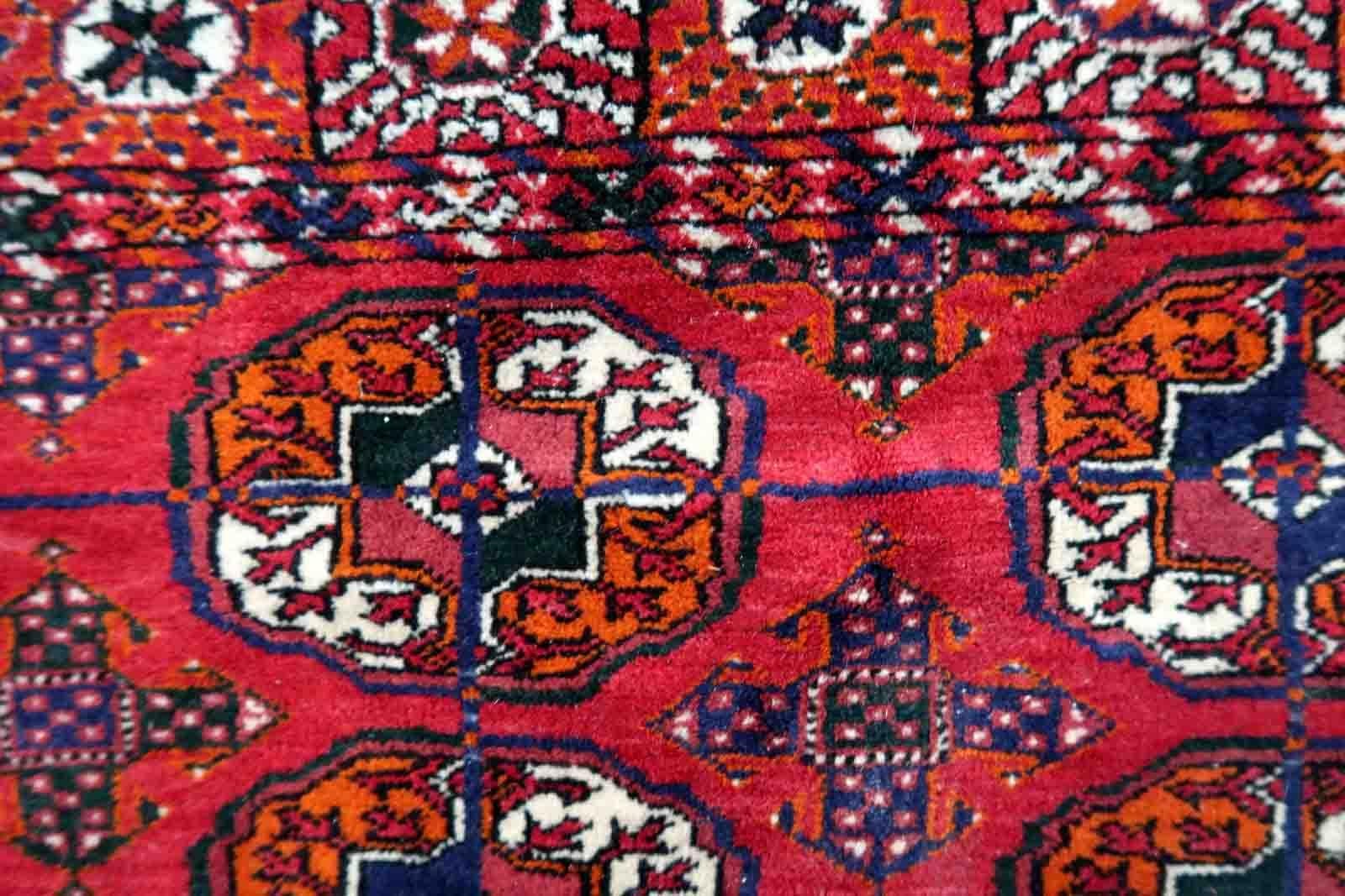 Mid-20th Century Handmade Vintage Turkmen Tekke Rug, 1960s, 1C912 For Sale