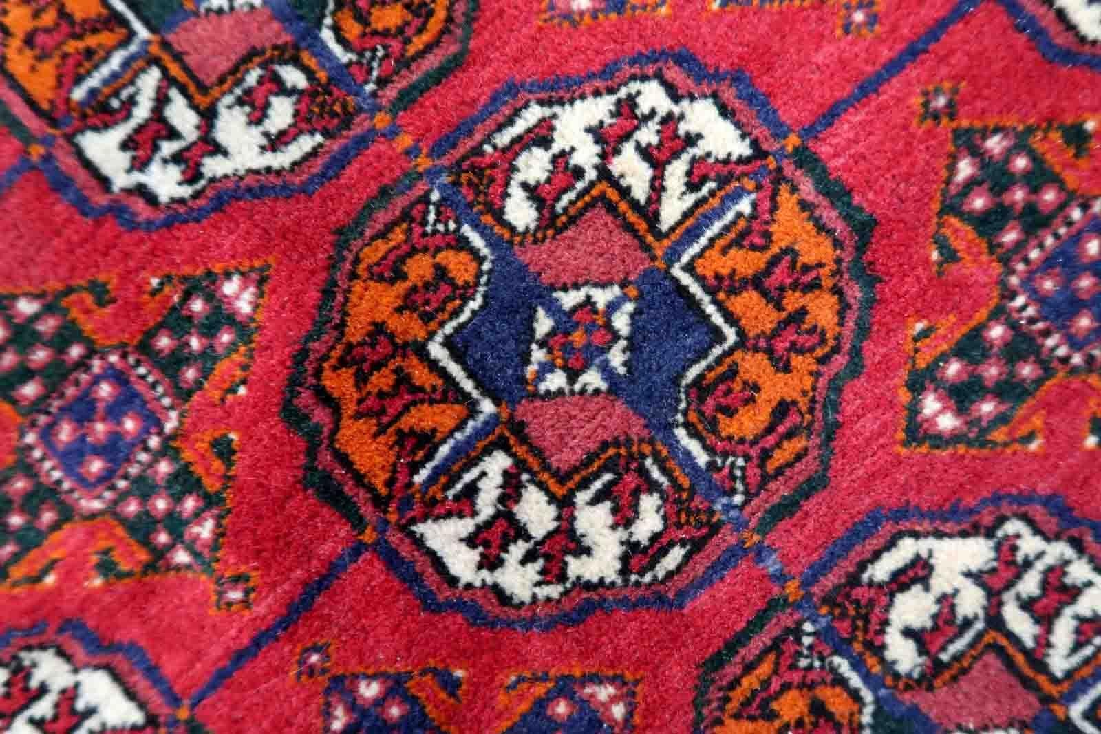 Wool Handmade Vintage Turkmen Tekke Rug, 1960s, 1C912 For Sale