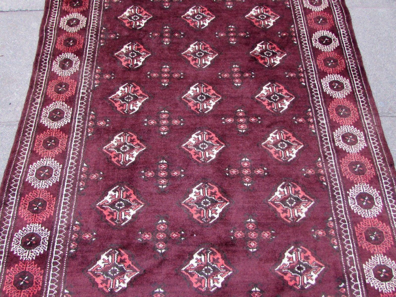 Hand-Knotted Handmade Vintage Turkmen Tekke Rug, 1970s, 1Q0189