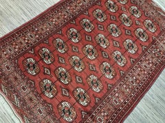 Handmade Vintage Turkmen Tekke Rug 4' x 5.9' 1950s - 1D199