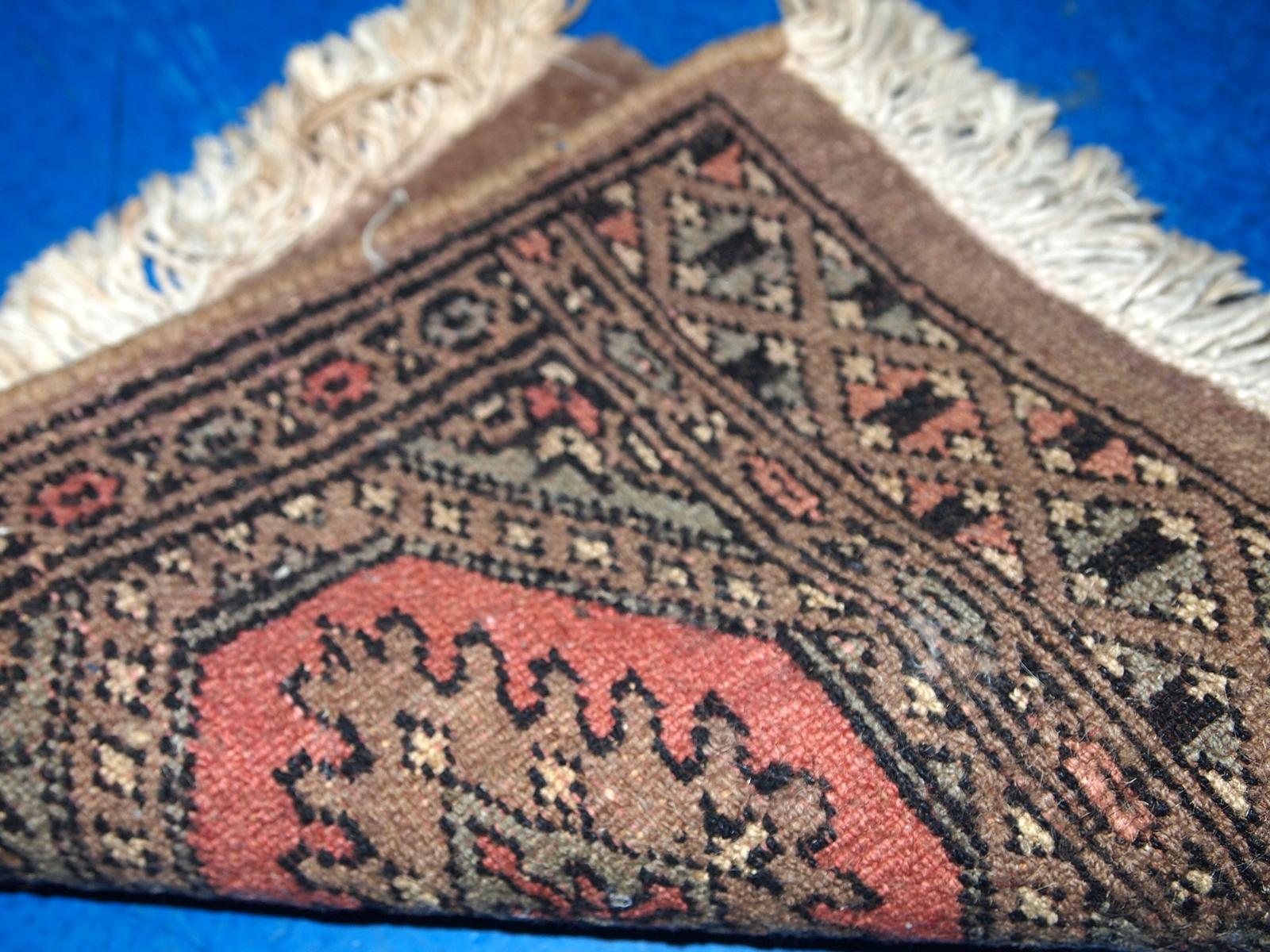 Mid-20th Century Handmade Vintage Uzbek Bukhara Mat, 1960s, 1С769 For Sale