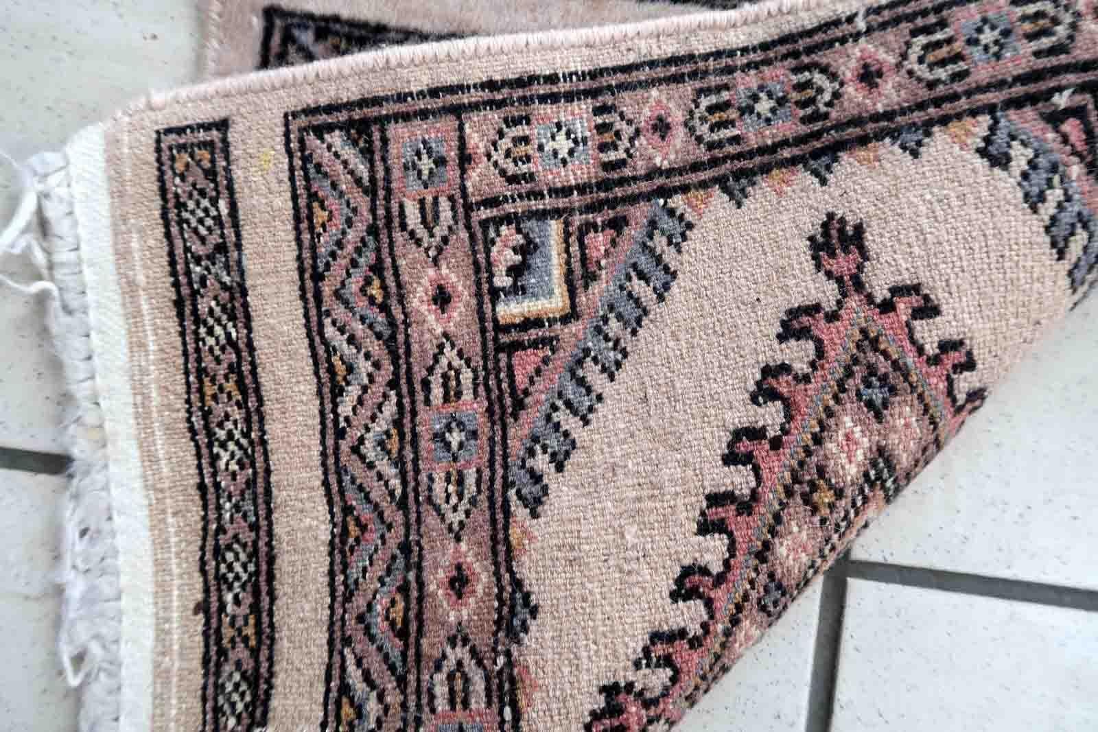 Hand-Knotted Handmade Vintage Uzbek Bukhara Mat, 1970s, 1C973 For Sale