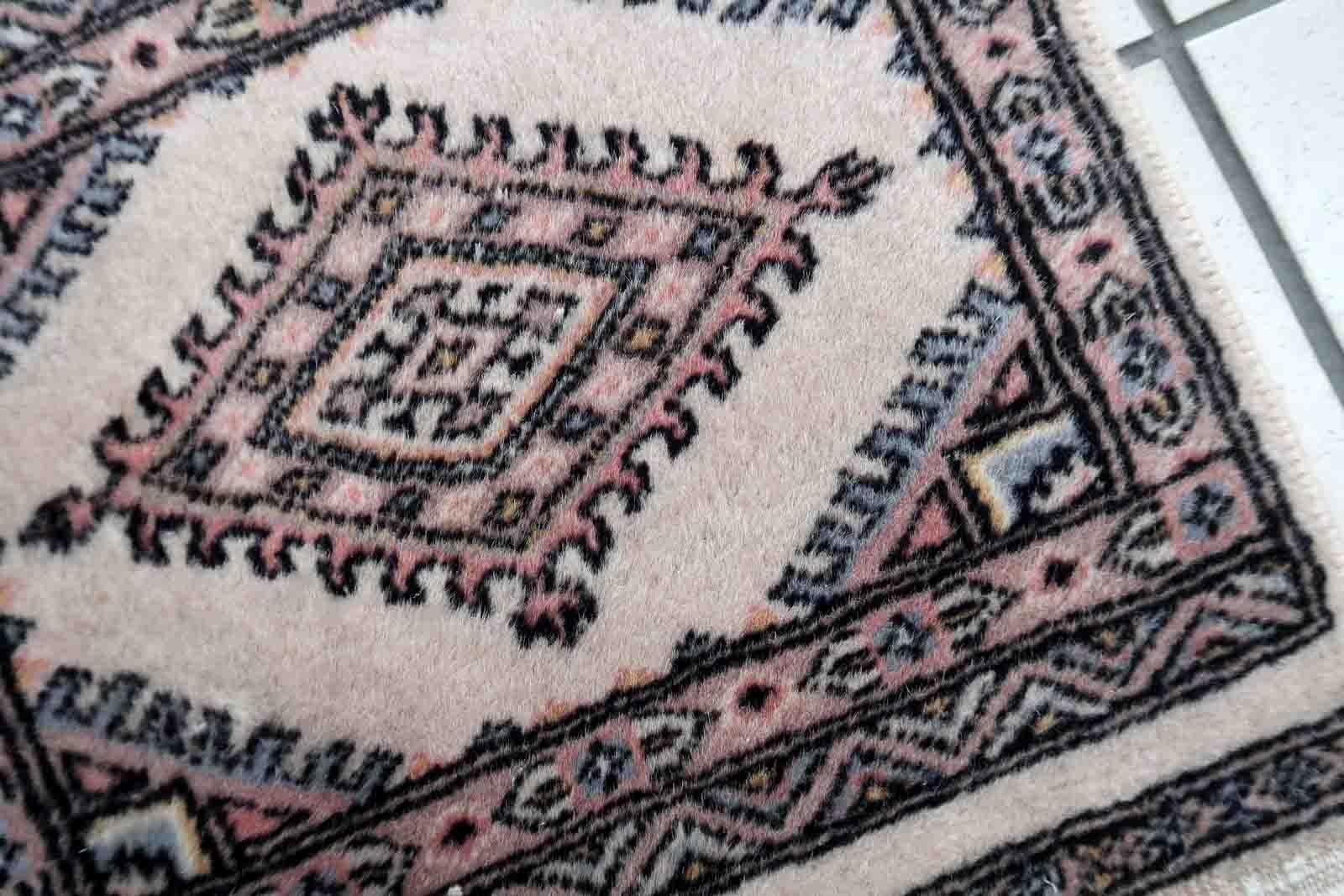 Wool Handmade Vintage Uzbek Bukhara Mat, 1970s, 1C973 For Sale
