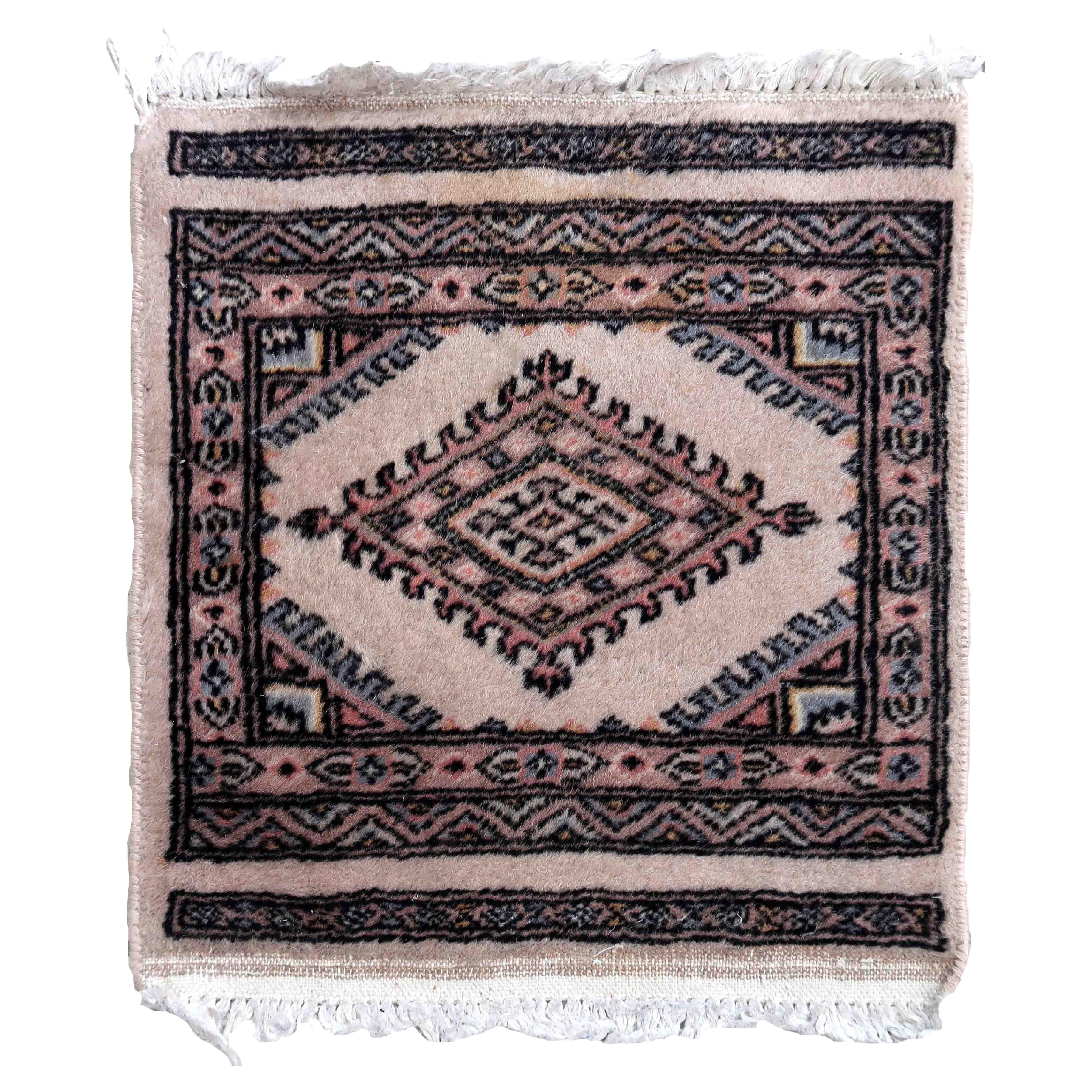 Handmade Vintage Uzbek Bukhara Mat, 1970s, 1C973 For Sale