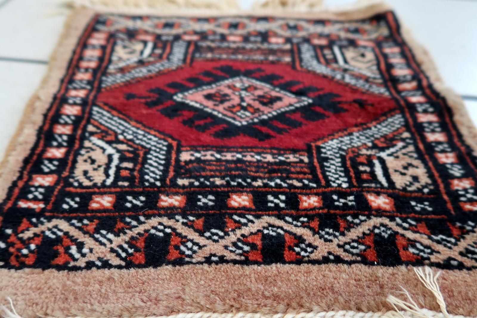 Handmade Vintage Uzbek Bukhara Mat Rug 1' x 1', 1930s - 1C1127 For Sale 1