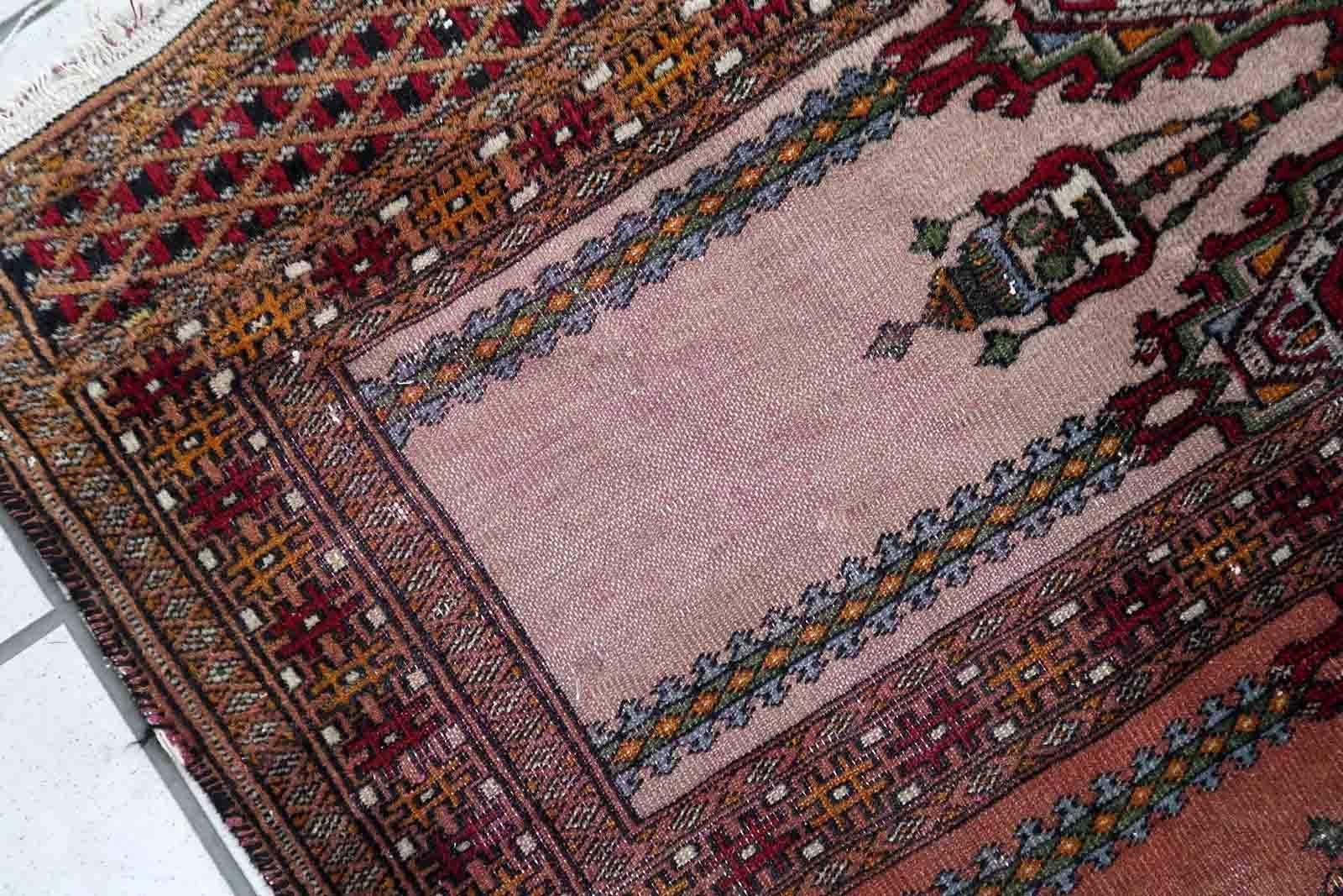 Handmade Vintage Uzbek Bukhara Prayer Rug, 1950s, 1c866 For Sale 4