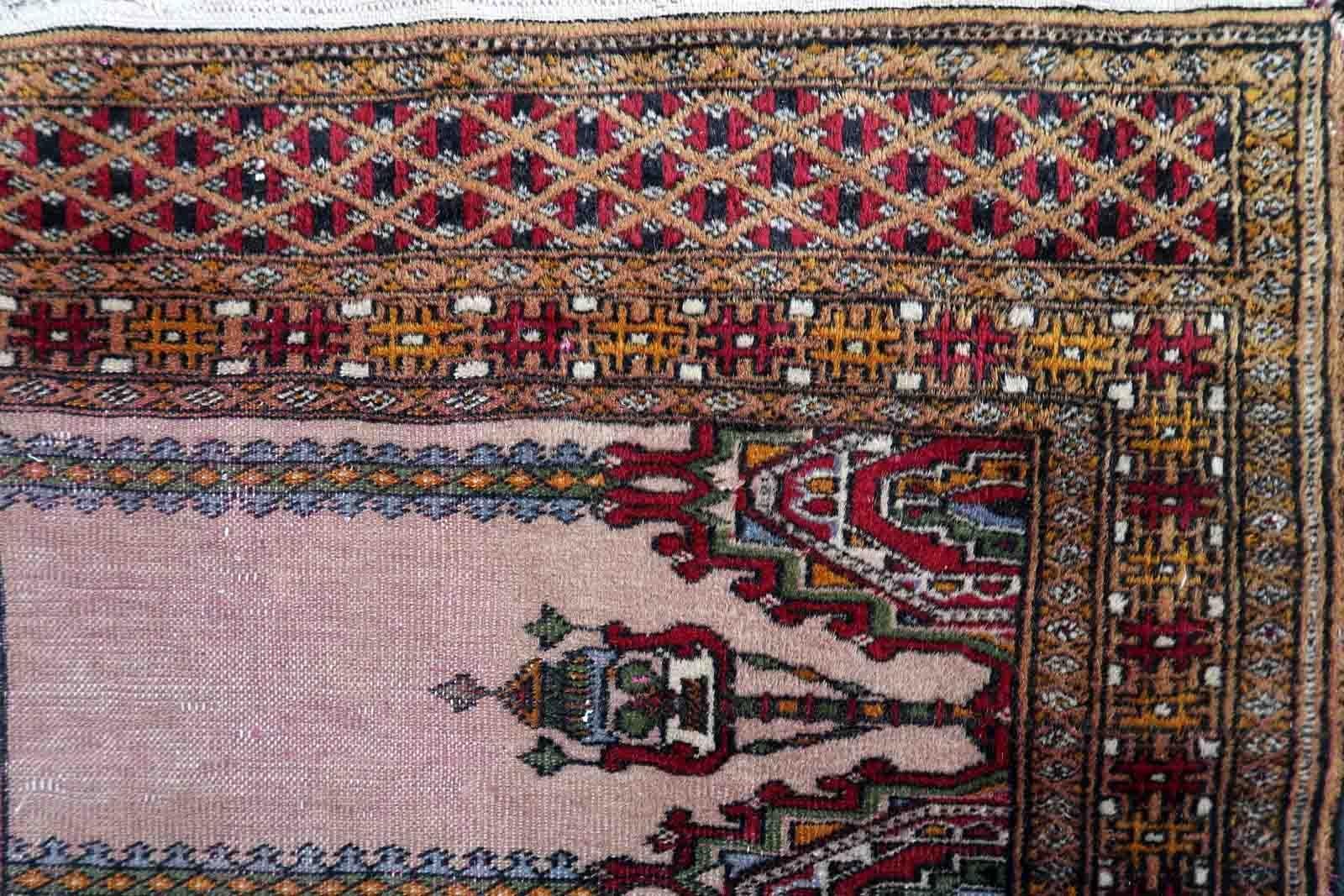 Handmade Vintage Uzbek Bukhara Prayer Rug, 1950s, 1c866 For Sale 5