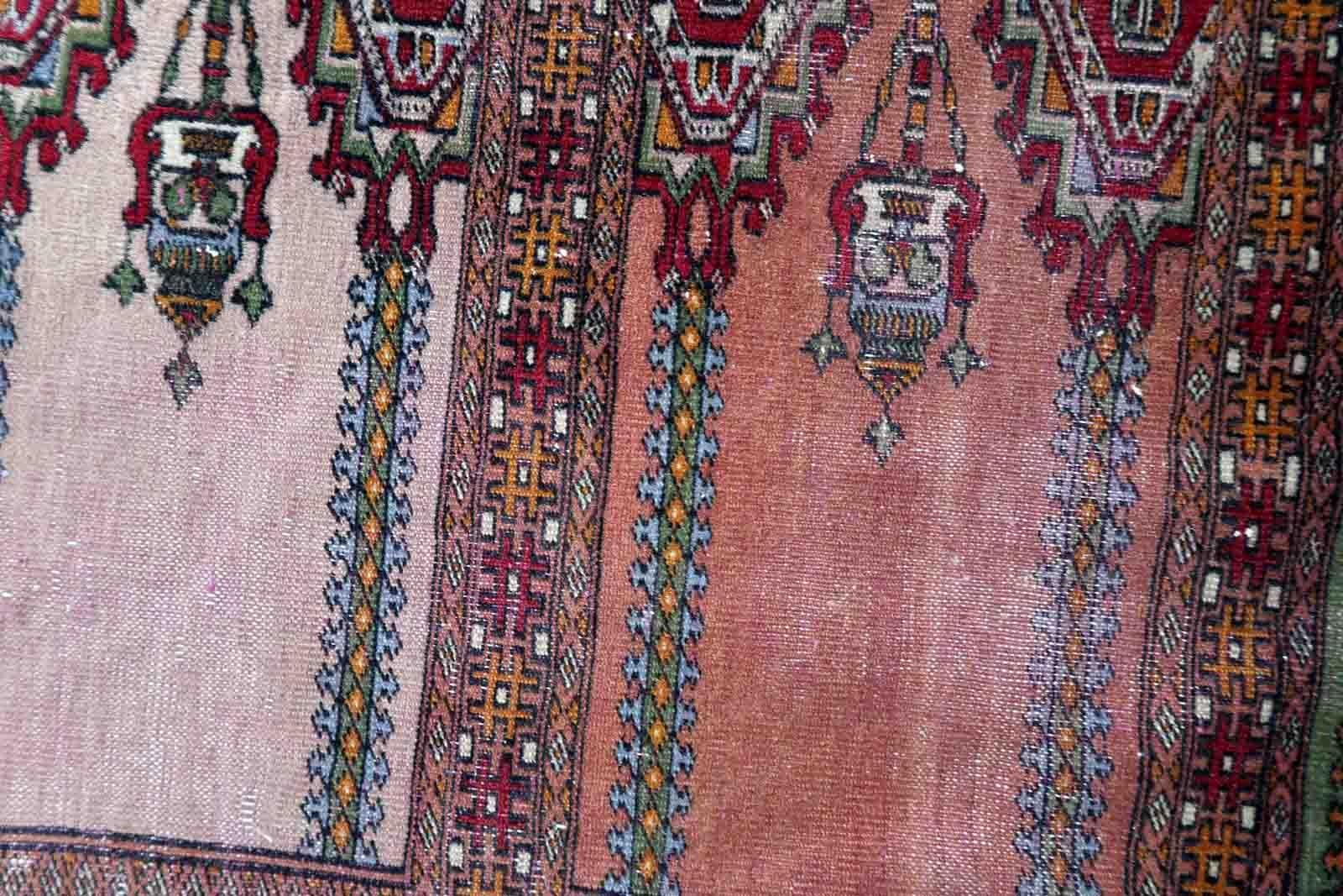 Handmade Vintage Uzbek Bukhara Prayer Rug, 1950s, 1c866 For Sale 3