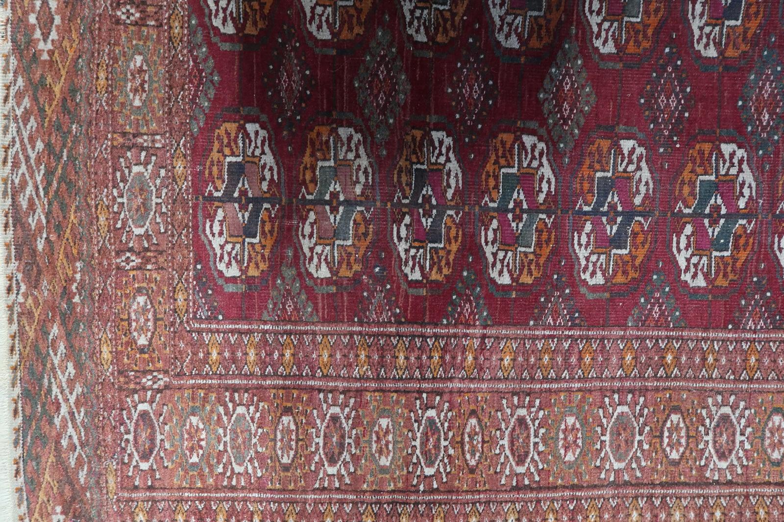 Early 20th Century Handmade Vintage Uzbek Bukhara Rug 1920s, 1C1072 For Sale