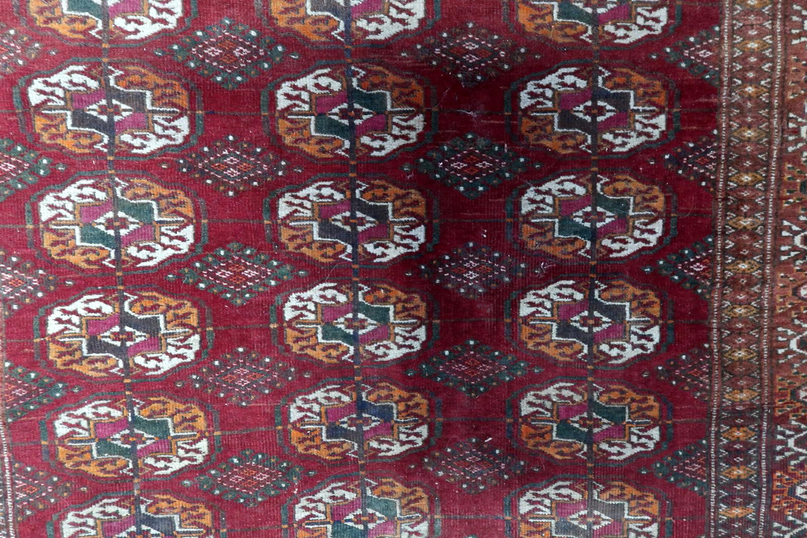 Handmade Vintage Uzbek Bukhara Rug 1920s, 1C1072 For Sale 2