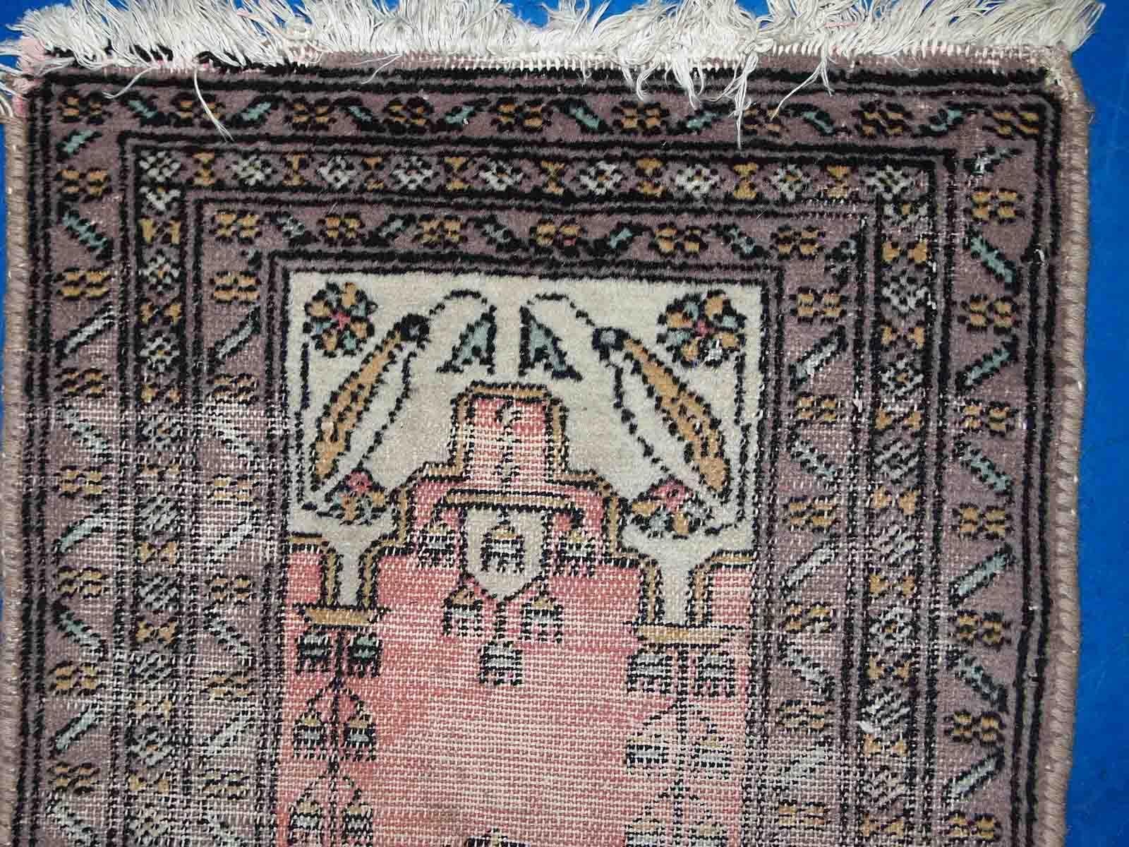 Handgefertigter usbekischer Buchara-Teppich im Vintage-Stil, 1950er Jahre, 1C765 im Zustand „Starke Gebrauchsspuren“ im Angebot in Bordeaux, FR