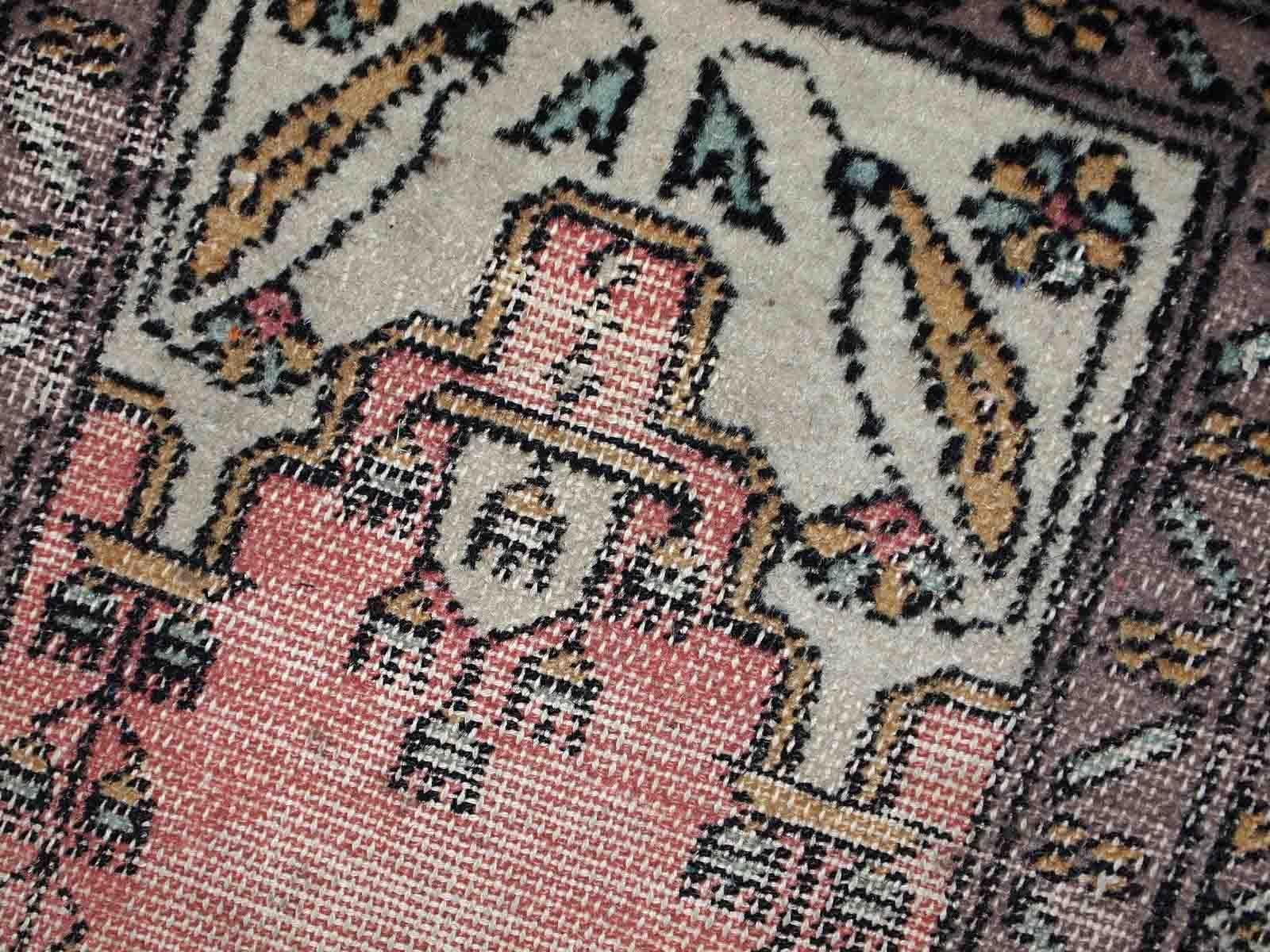 Wool Handmade Vintage Uzbek Bukhara Rug, 1950s, 1C765 For Sale