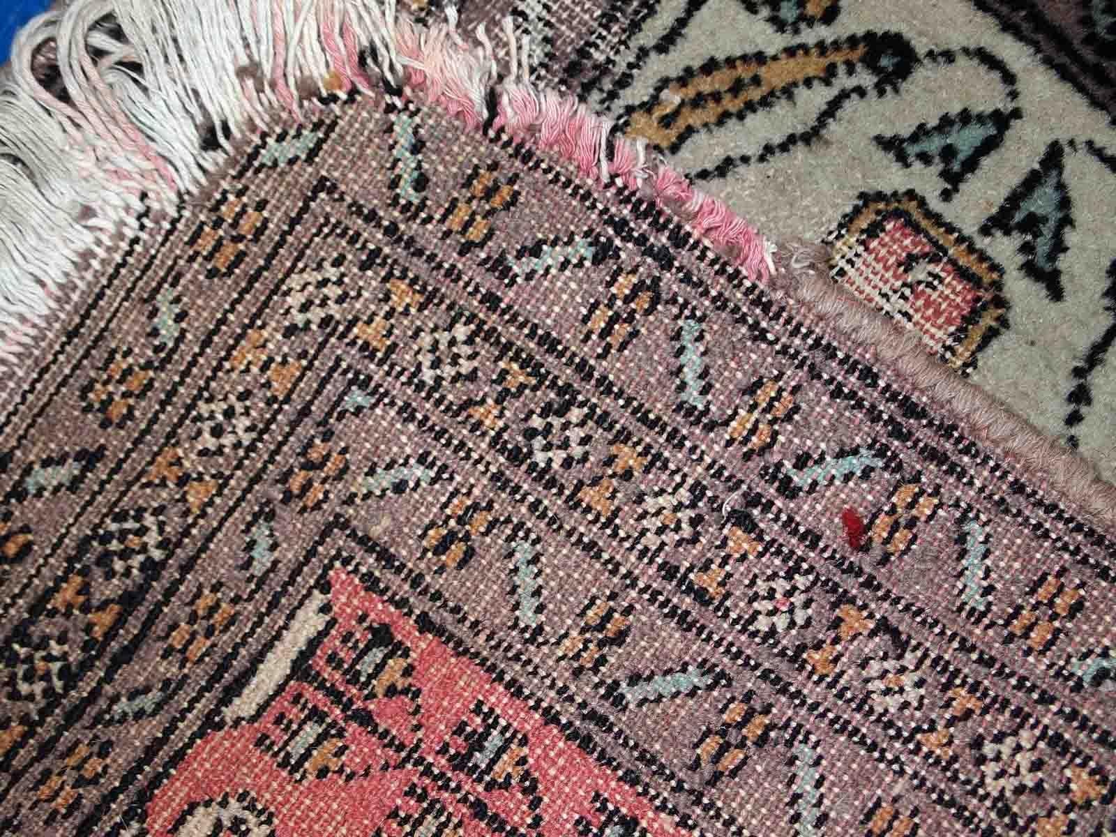 Handmade Vintage Uzbek Bukhara Rug, 1950s, 1C765 For Sale 1