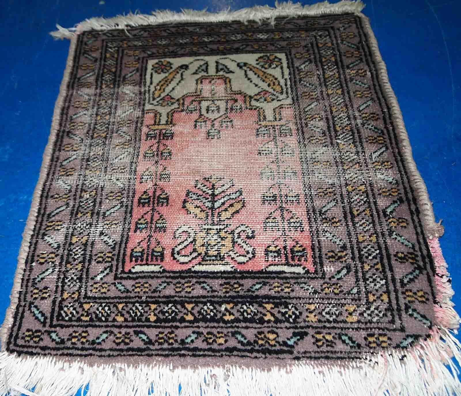 Handmade Vintage Uzbek Bukhara Rug, 1950s, 1C765 For Sale 2