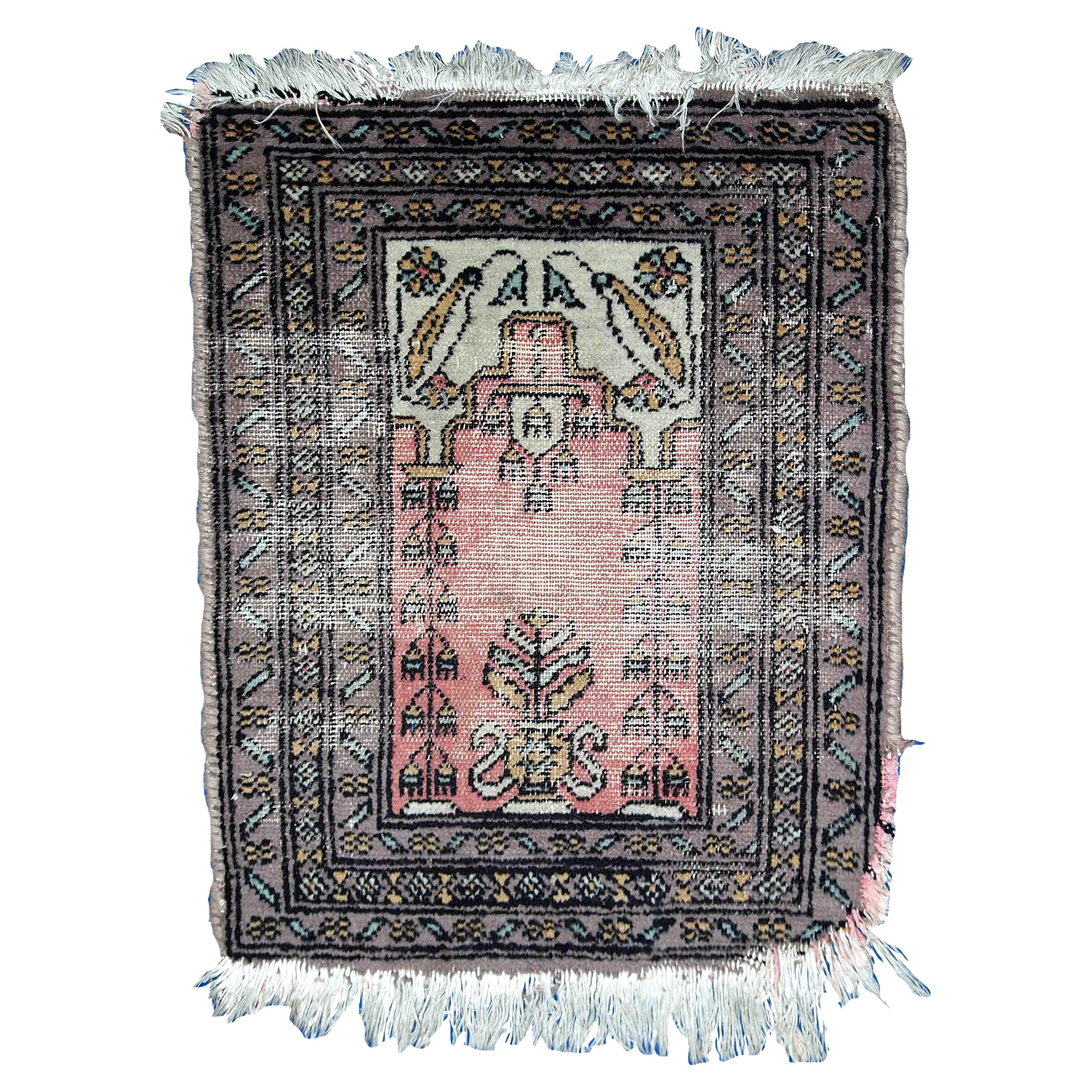 Handmade Vintage Uzbek Bukhara Rug, 1950s, 1C765