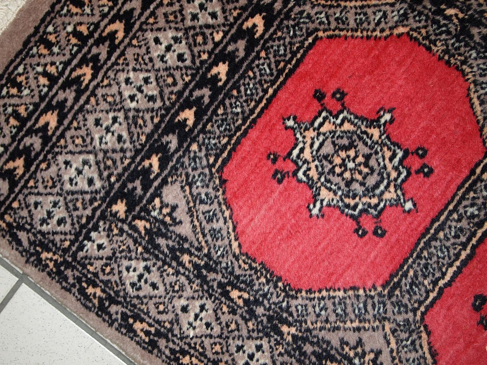 Wool Handmade Vintage Uzbek Bukhara Rug, 1960s, 1C712 For Sale