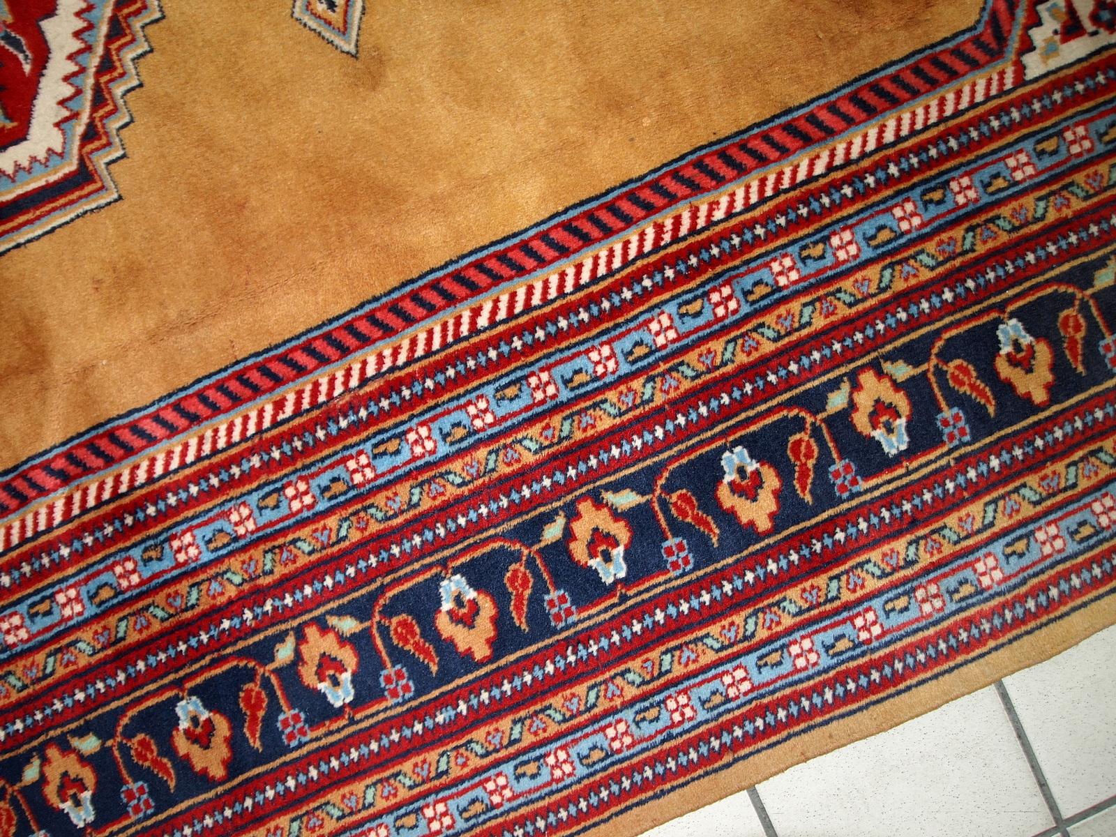 Wool Handmade Vintage Uzbek Bukhara Rug, 1960s, 1C715 For Sale