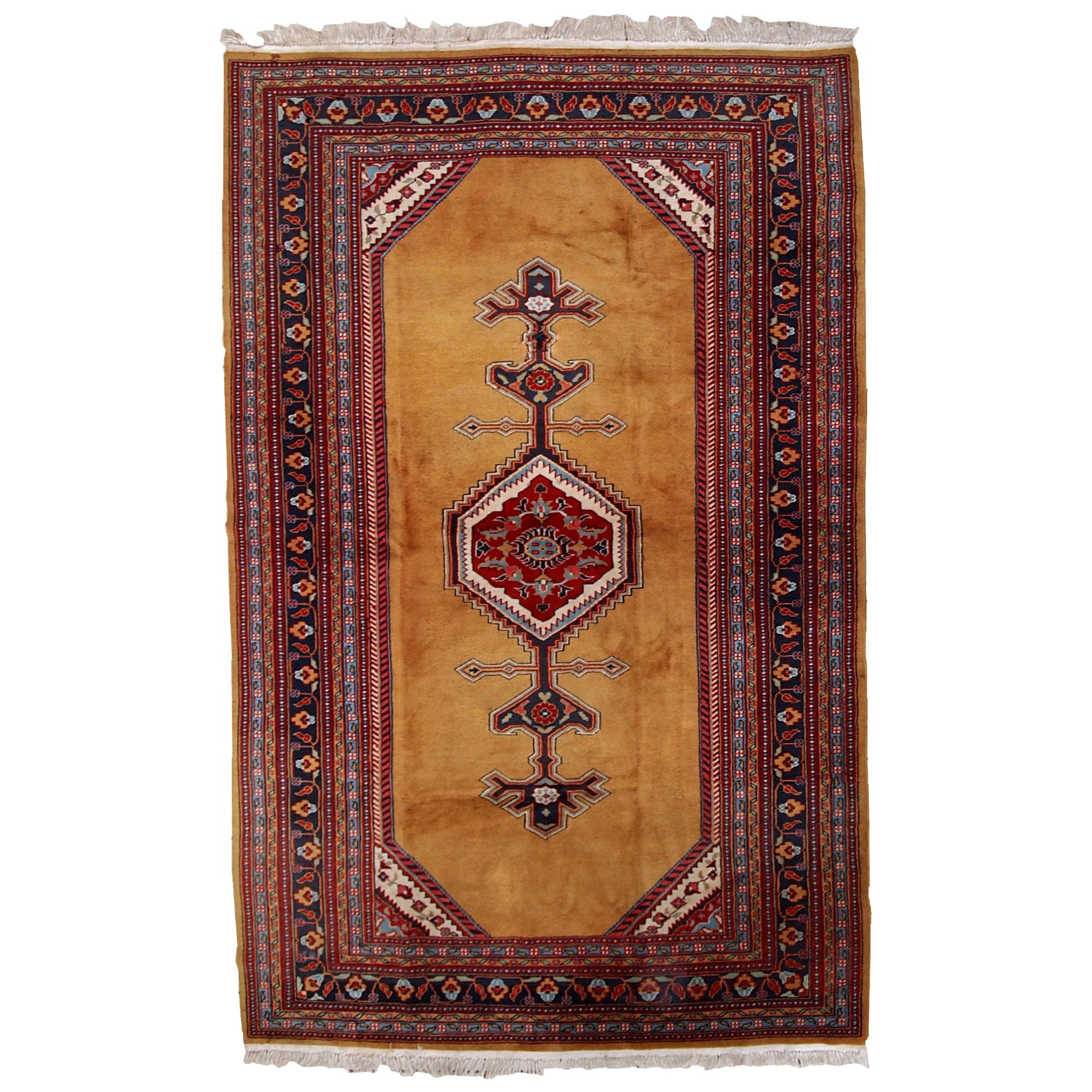 Handmade Vintage Uzbek Bukhara Rug, 1960s, 1C715 For Sale