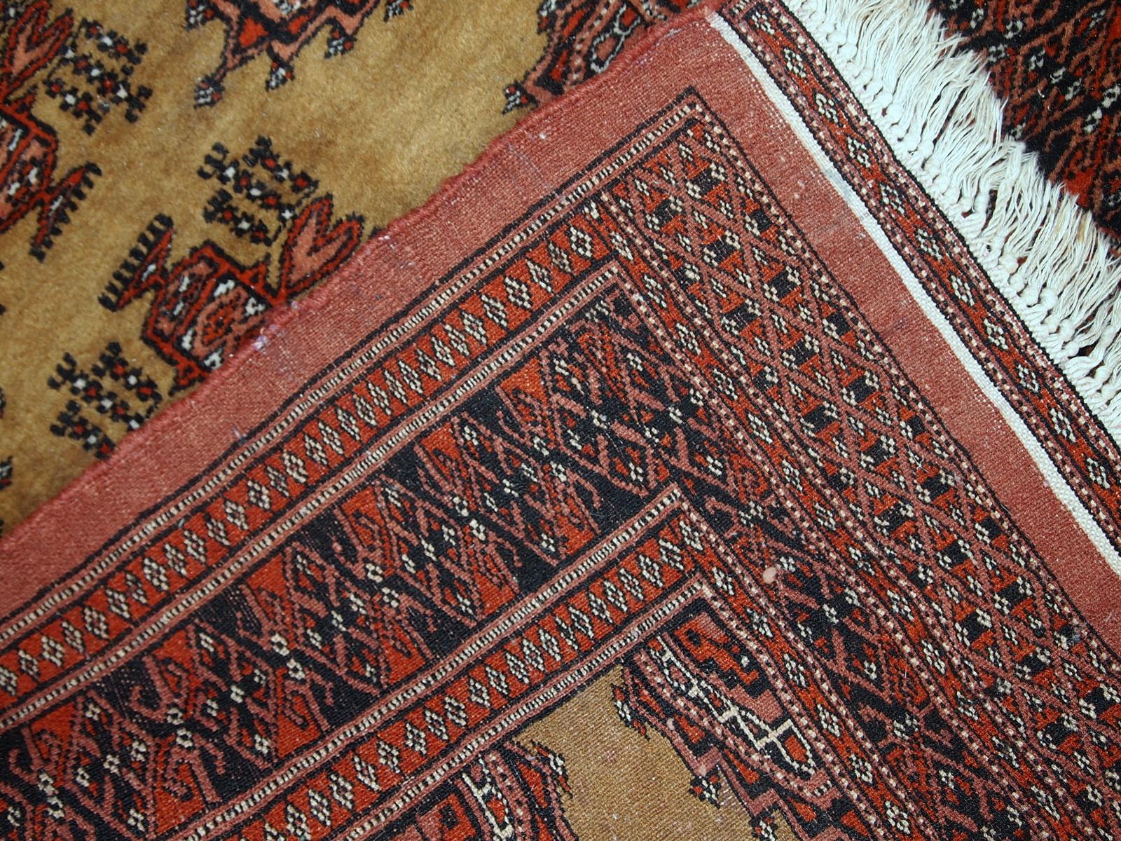 Wool Handmade Vintage Uzbek Bukhara Rug, 1960s, 1С734 For Sale