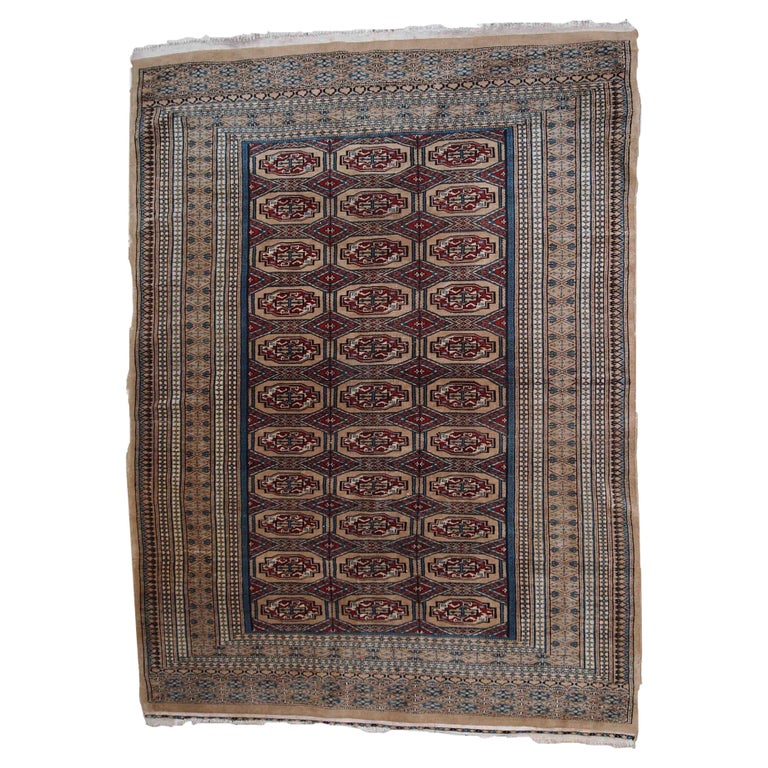 Handmade Vintage Uzbek Bukhara Rug, 1960s, 1C776 For Sale at 1stDibs