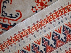 Vintage Uzbek Bukhara Rug, Hand-Knotted Wool, 1960s, 4.1' x 5.6' - 1C491