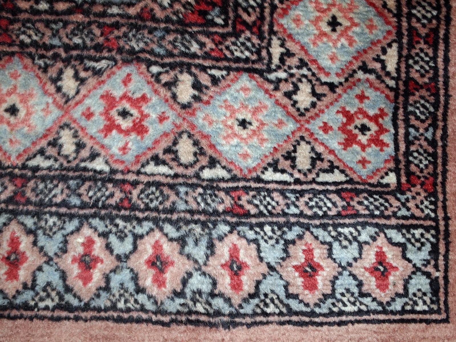 Mid-20th Century Handmade Vintage Uzbek Bukhara Rug, 1960s, 1C618 For Sale